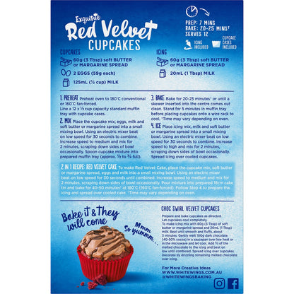 White Wings Cupcake Mix Red Velvet 365g
