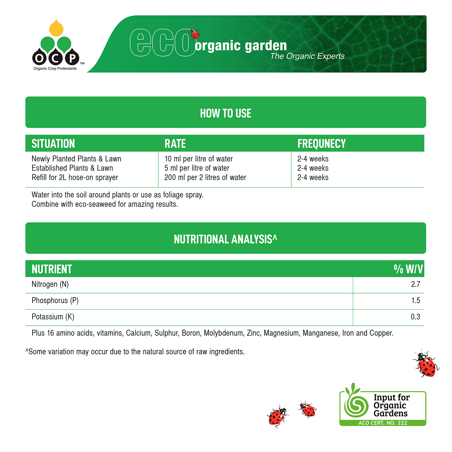 OCP Eco-Aminogro Liquid Fertiliser - 1L