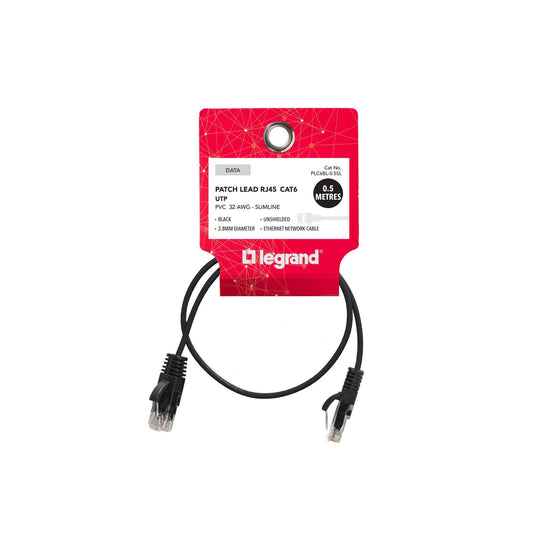 Legrand Cat 6 Patch Lead - 0.5m - Black