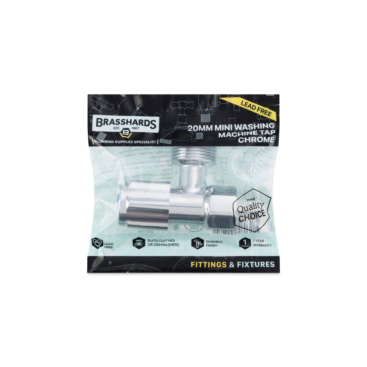 Brasshards Mini Washing Machine Tap - 20mm - Chrome