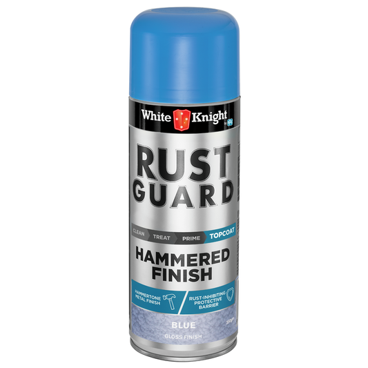 White Knight Rust Guard Hammered Finish Spray Paint - Blue Gloss Finish 350g