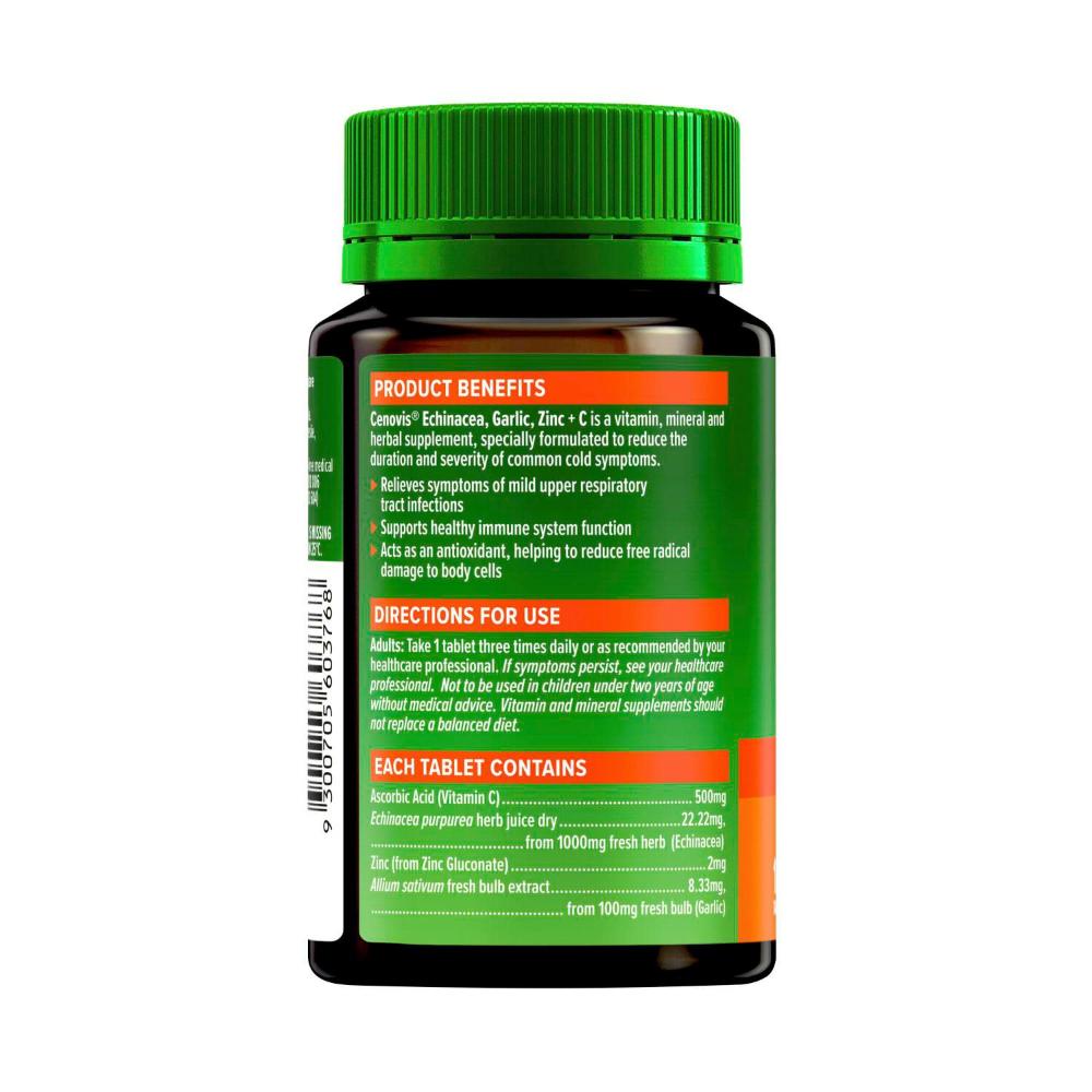 Cenovis Echinacea Garlic Zinc & Vitamin C Tablets - 125 pack