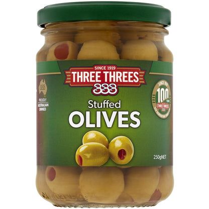 Three Threes Olives Stuffed 250g