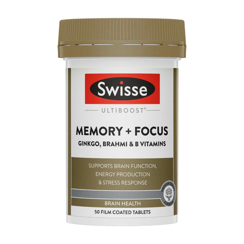 Swisse Ultiboost Memory & Focus Supports Brain Function and Stress Response 50 Tablets - 50 pack