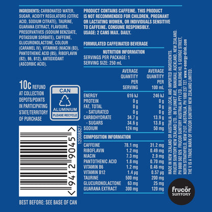 V Energy Drink Blue Can 250mL