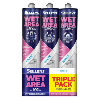 Selleys White Waterproof Silicone - 300g - 3 Pack