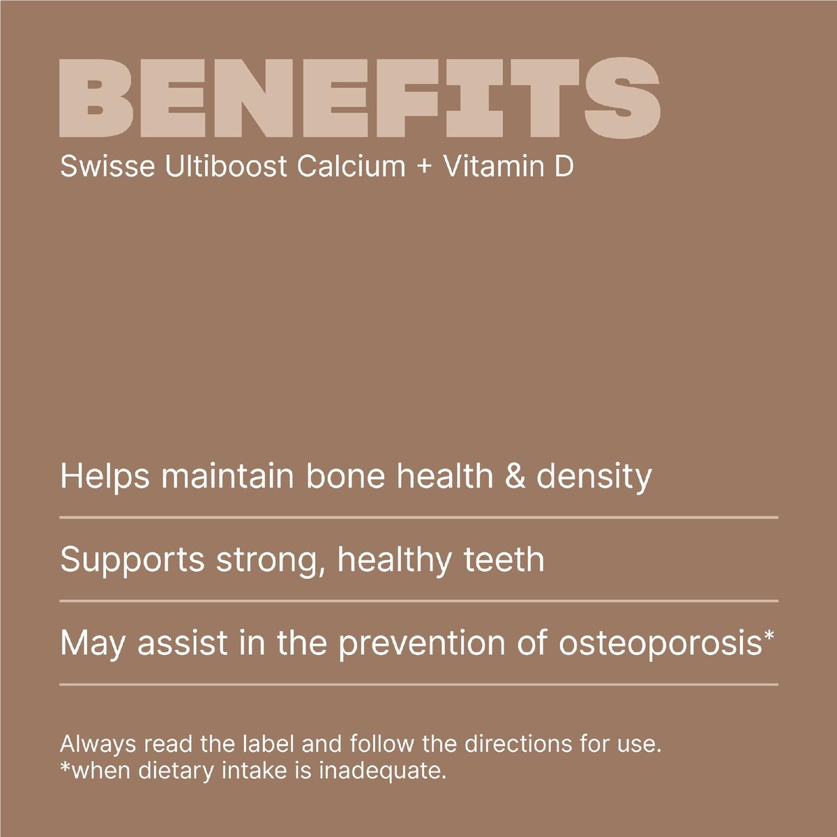 Swisse Ultiboost Calcium + Vitamin d Tablets For Bone Health 90 Pack