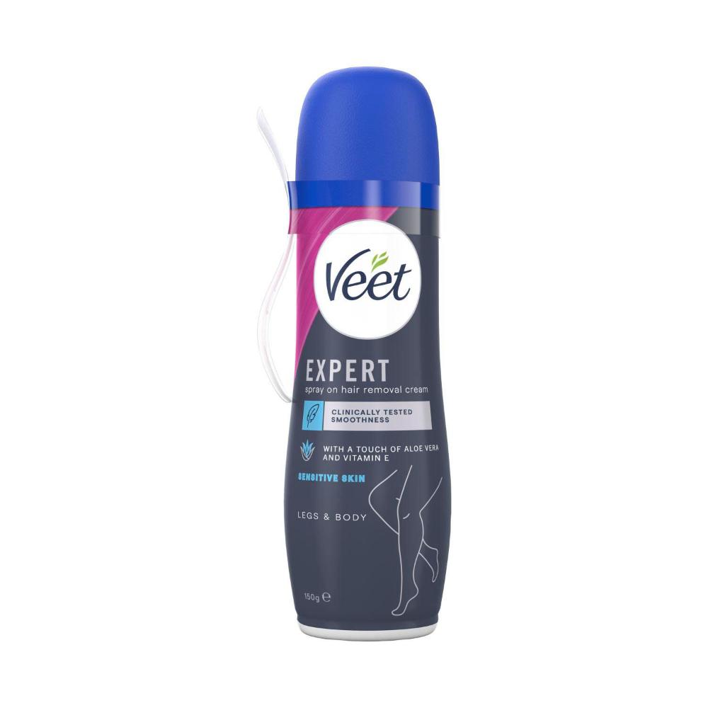 Veet Expert Spray On Hair Removal Cream Sensitive Aloe Vera & Vitamin E - 150g