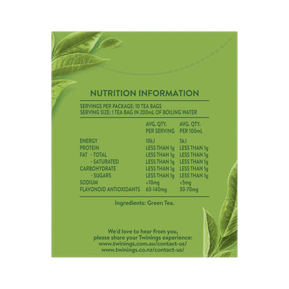 Twinings Pure Green Tea Bags 10 Pack - 15g