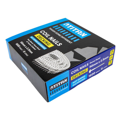 Titan Collated Coil Nail Dome Ring - 50 x 2.5mm - 1600 Pack