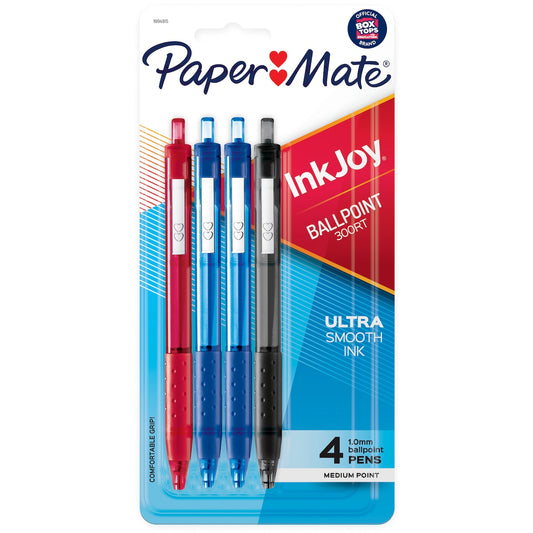 Paper Mate Inkjoy 300rt Ballpoint Pens Assorted Colours 4 Pack