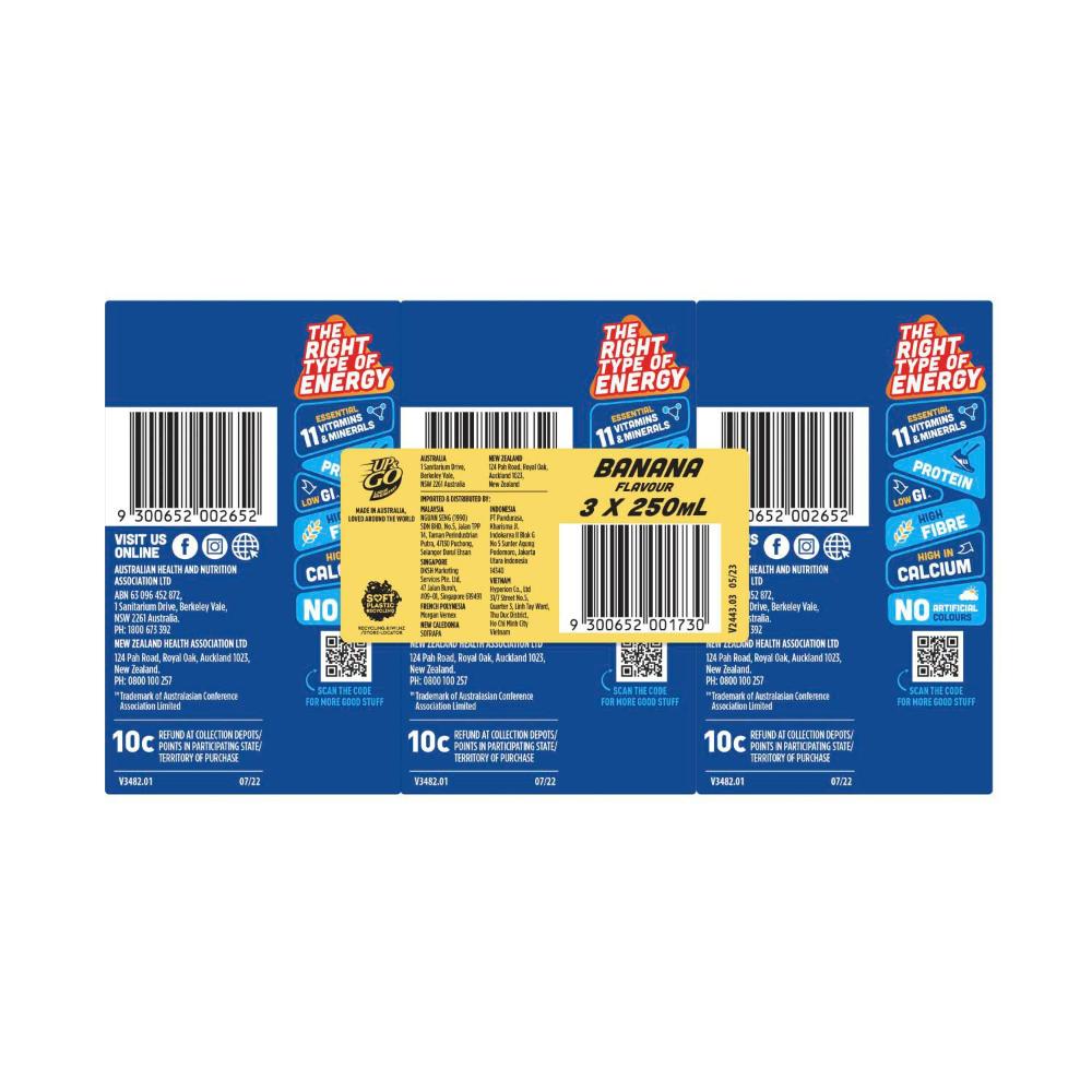 UP&GO Liquid Breakfast Banana 3x250ml - 750mL
