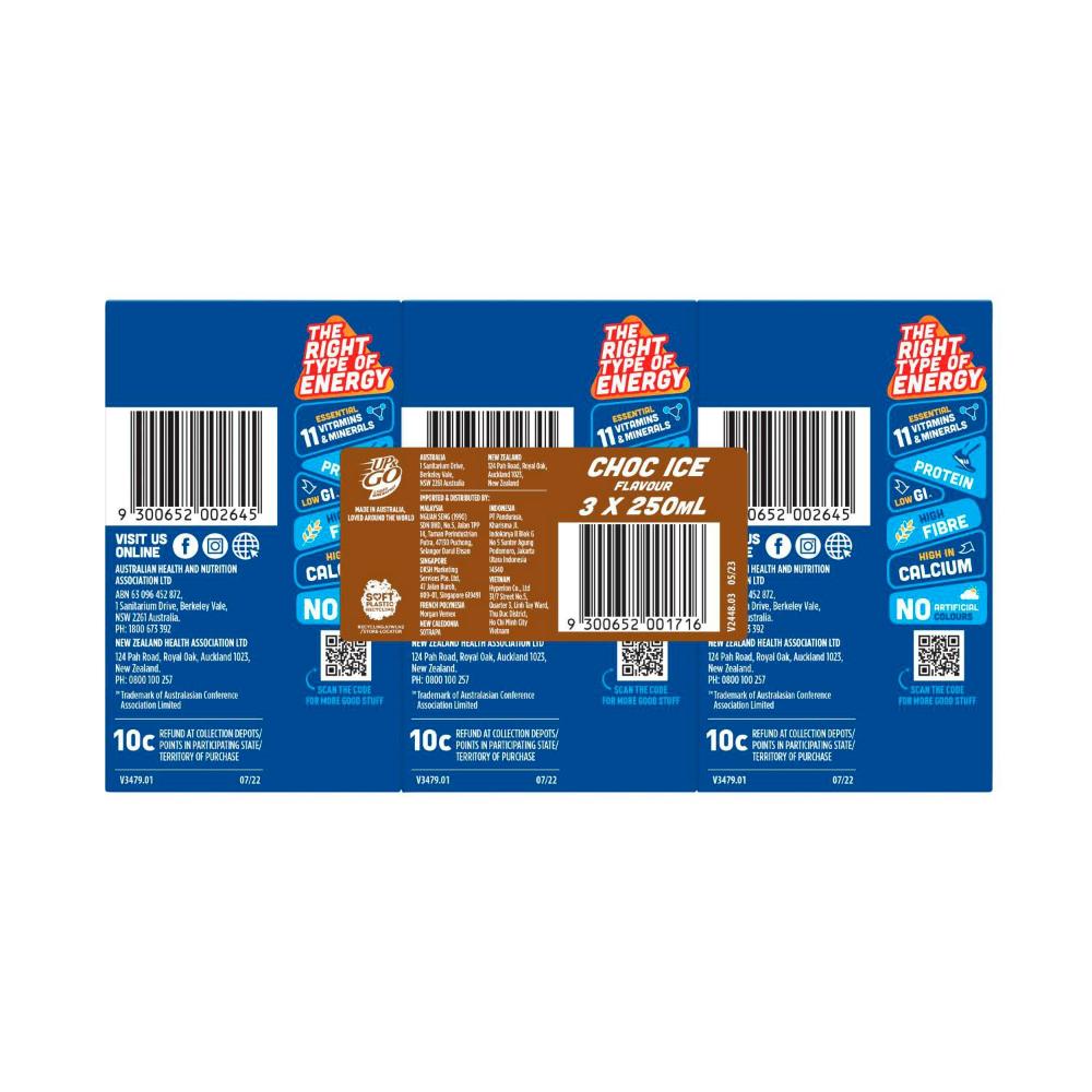 Sanitarium Up&go Liquid Breakfast Choc Ice 3x250ml - 750mL