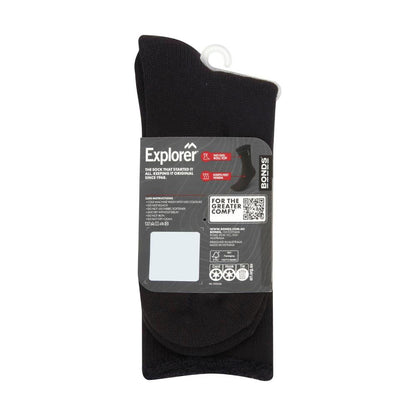 Bonds Explorer Mens Socks Original Wool Crew Black 11-14 1 Pack