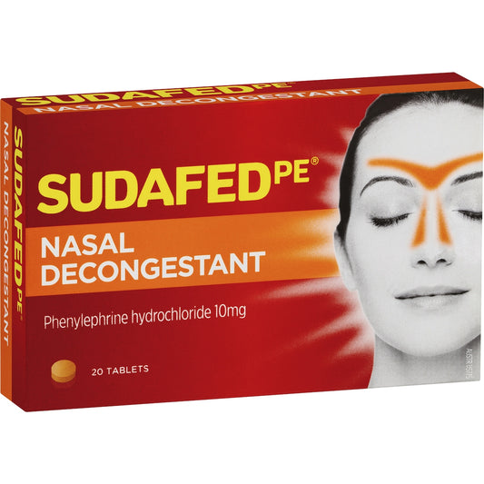Sudafed Pe Nasal Decongestant Tablets 20 Pack