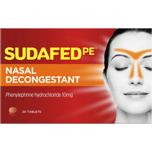 Sudafed Pe Nasal Decongestant Tablets 20 Pack
