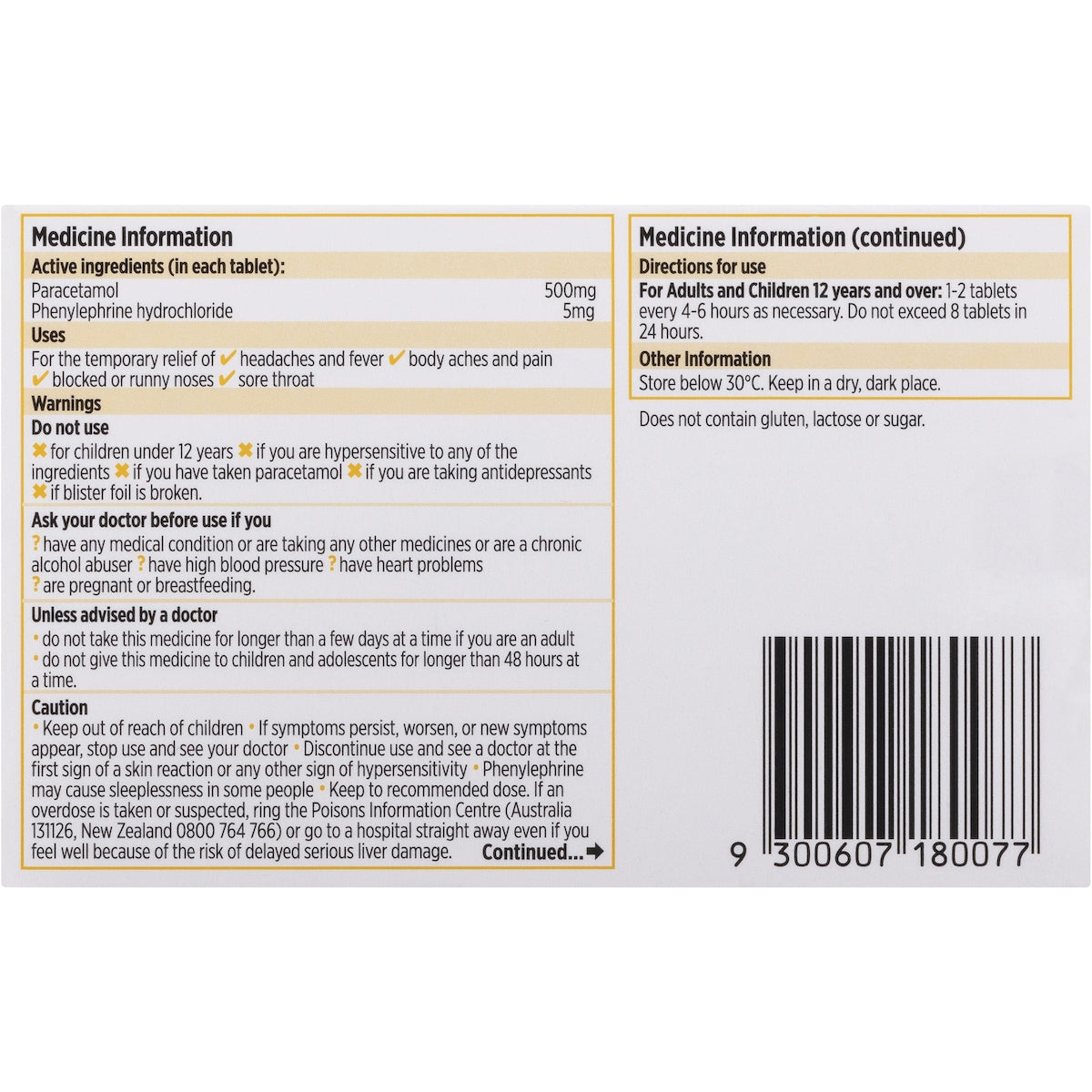 Codral Cold & Flu Tablets 10 Pack