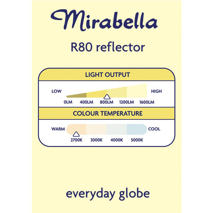 Mirabella LED R80 Reflector Edison Screw 10W 806lm Warm White Globe each