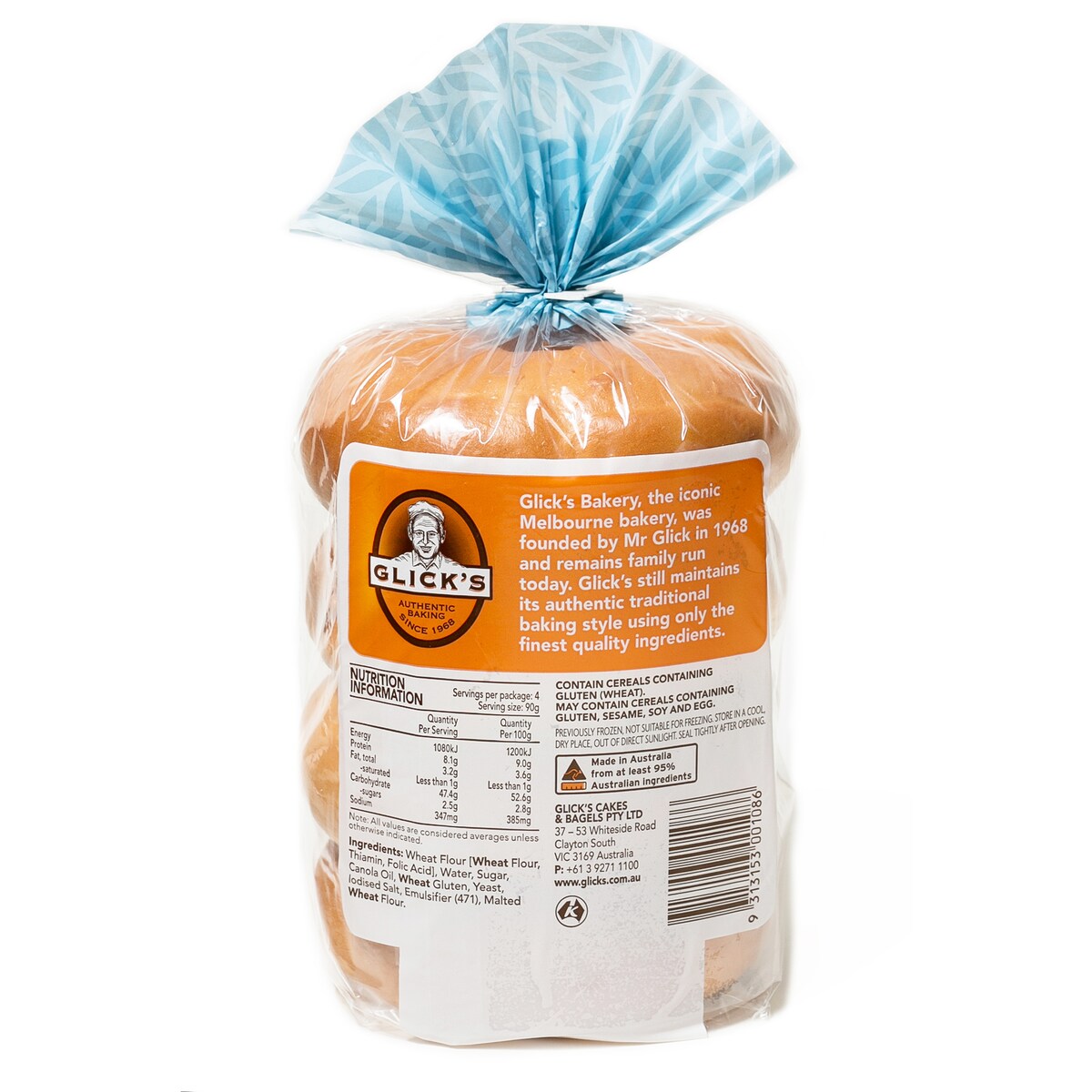 Glicks Plain Bagel 4 Pack