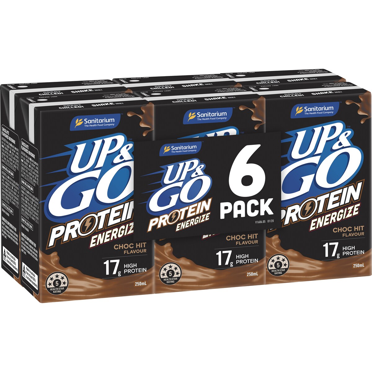 Sanitarium Up&Go Protein Energize Choc 250ml x6 Pack