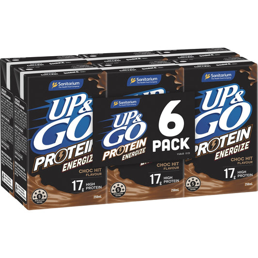 Sanitarium Up&Go Protein Energize Choc 250ml x6 Pack
