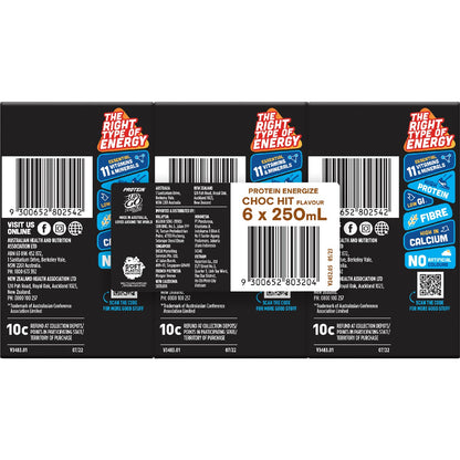 Sanitarium Up&Go Protein Energize Choc 250ml x6 Pack