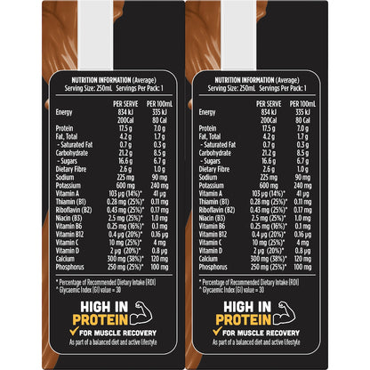 Up&go Protein Energize Liquid Breakfast Choc 250ml X 6 Pack