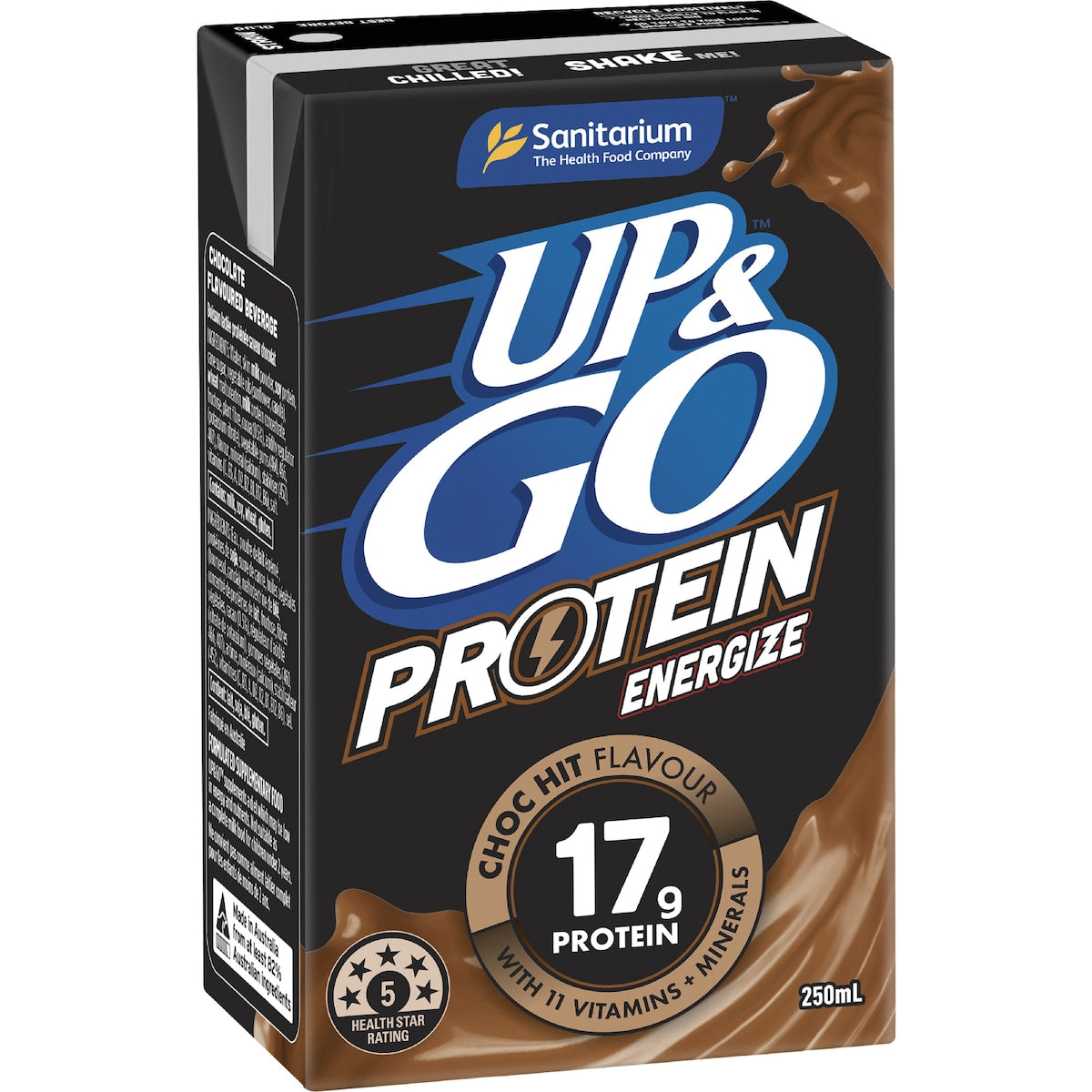 Up&go Protein Energize Liquid Breakfast Choc 250ml X 6 Pack
