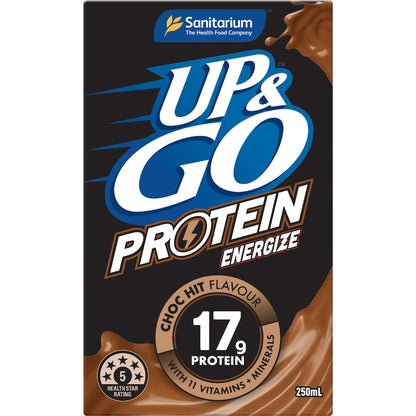 Up&go Protein Energize Liquid Breakfast Choc 250ml X 6 Pack