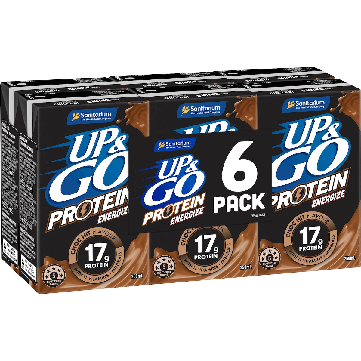 Up&go Protein Energize Liquid Breakfast Choc 250ml X 6 Pack