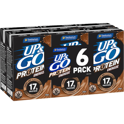 Up&go Protein Energize Liquid Breakfast Choc 250ml X 6 Pack