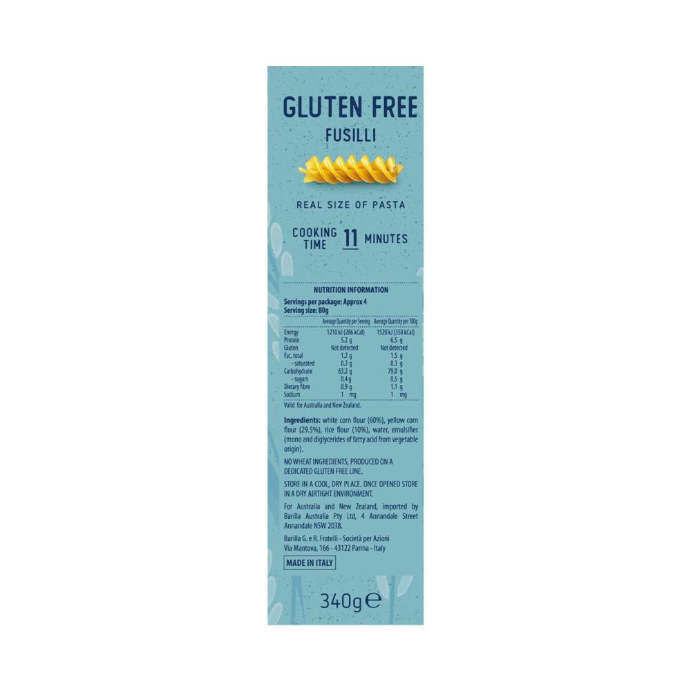 Barilla Pasta Fusilli Gluten Free - 340g