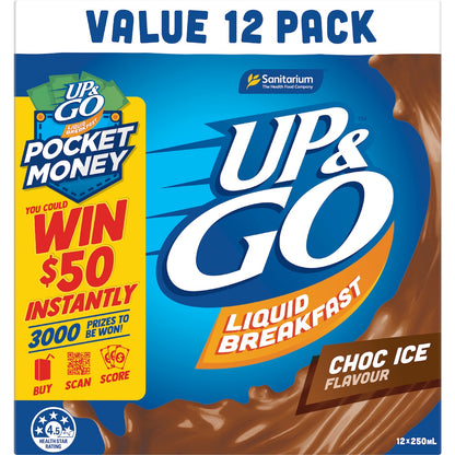 Up&go Liquid Breakfast Choc Ice 250ml X 12 Pack