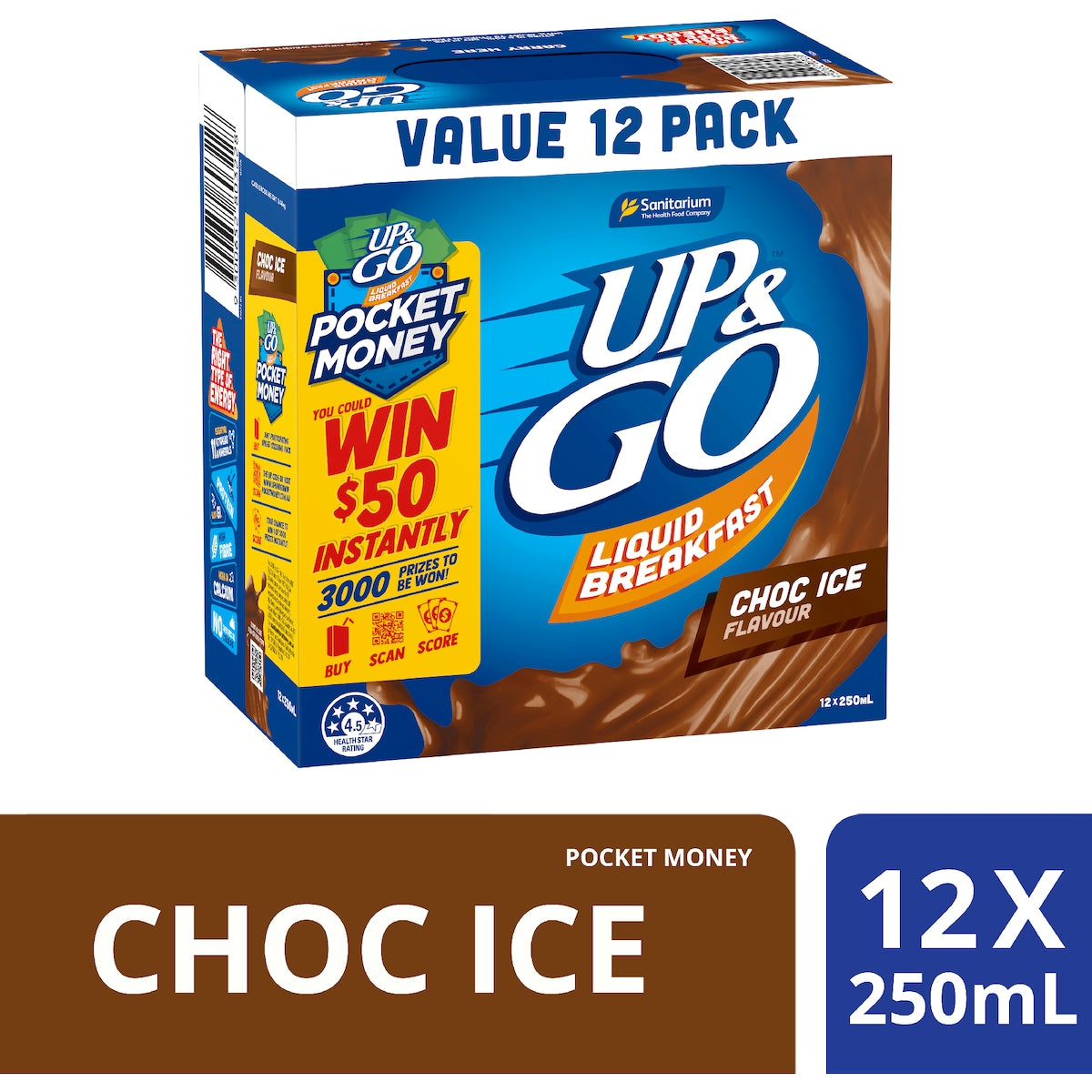 Up&go Liquid Breakfast Choc Ice 250ml X 12 Pack