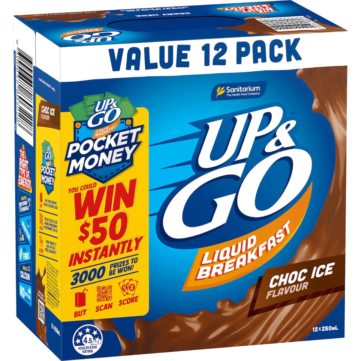 Up&go Liquid Breakfast Choc Ice 250ml X 12 Pack