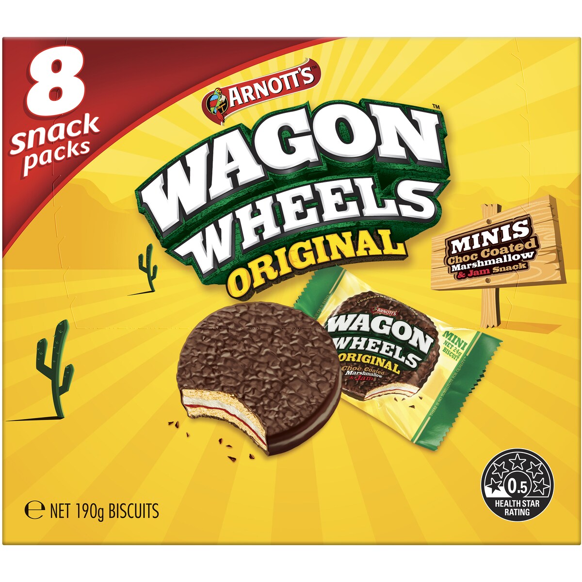 Arnotts Wagon Wheels Multipack Chocolate Biscuits 8 pack