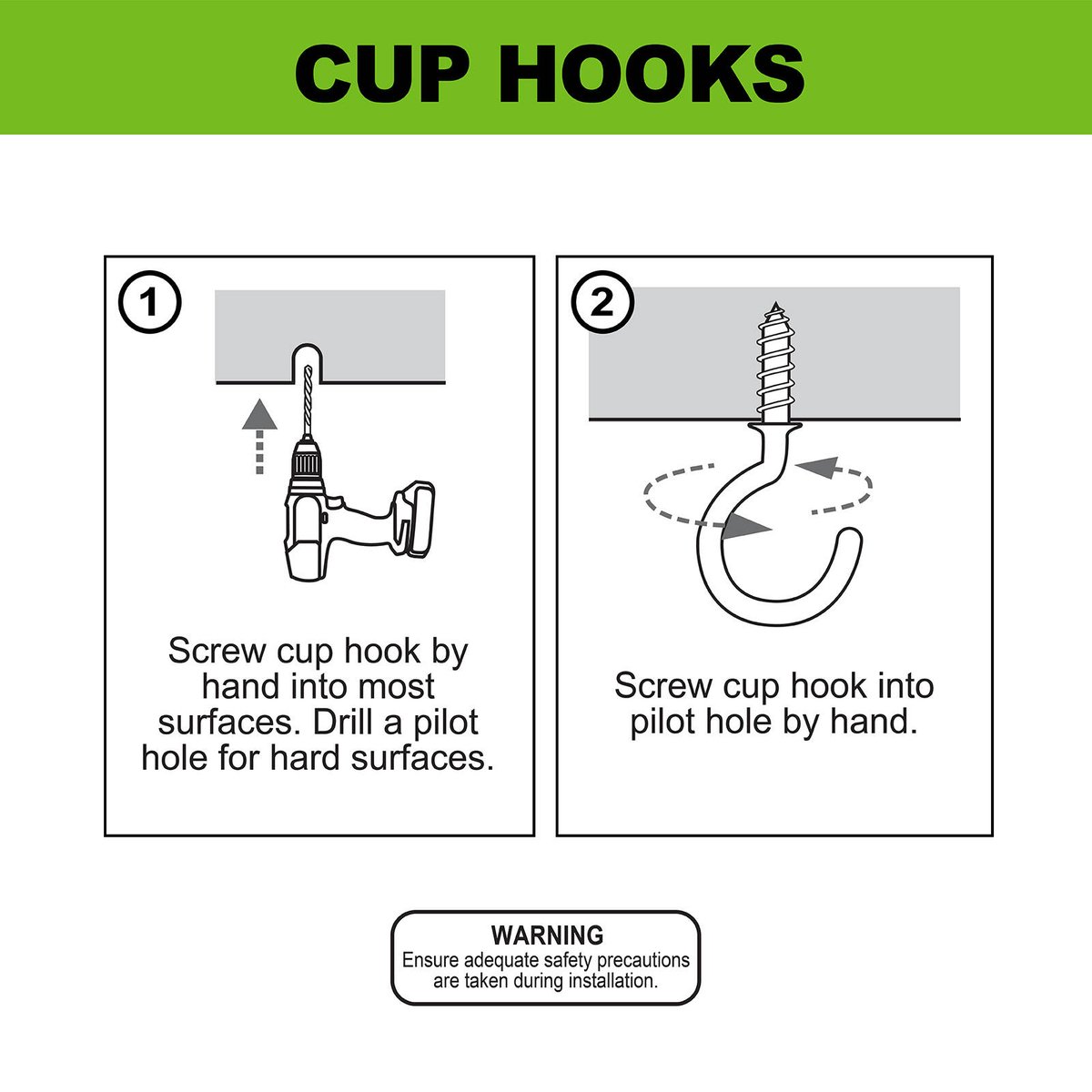 Everhang Cup Hooks - 17mm - PVC - Easy Installation - 4 Pack
