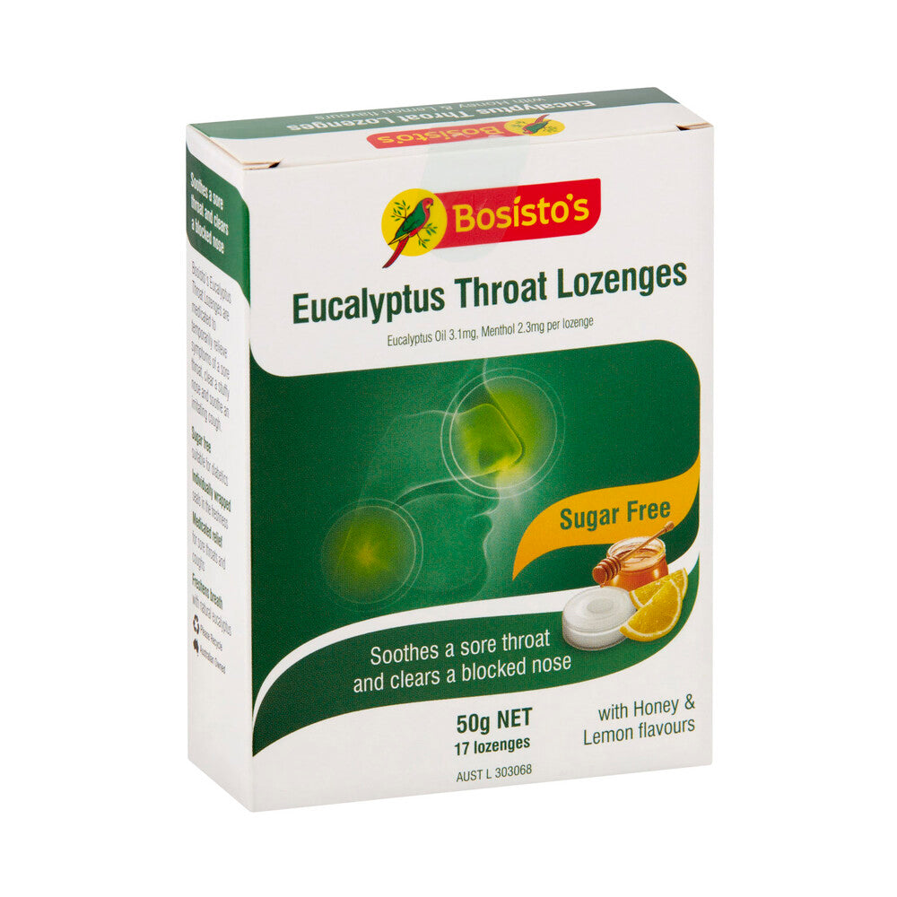 Bosisto's Eucalyptus Throat Lozenges Sugar Free - 17 pack