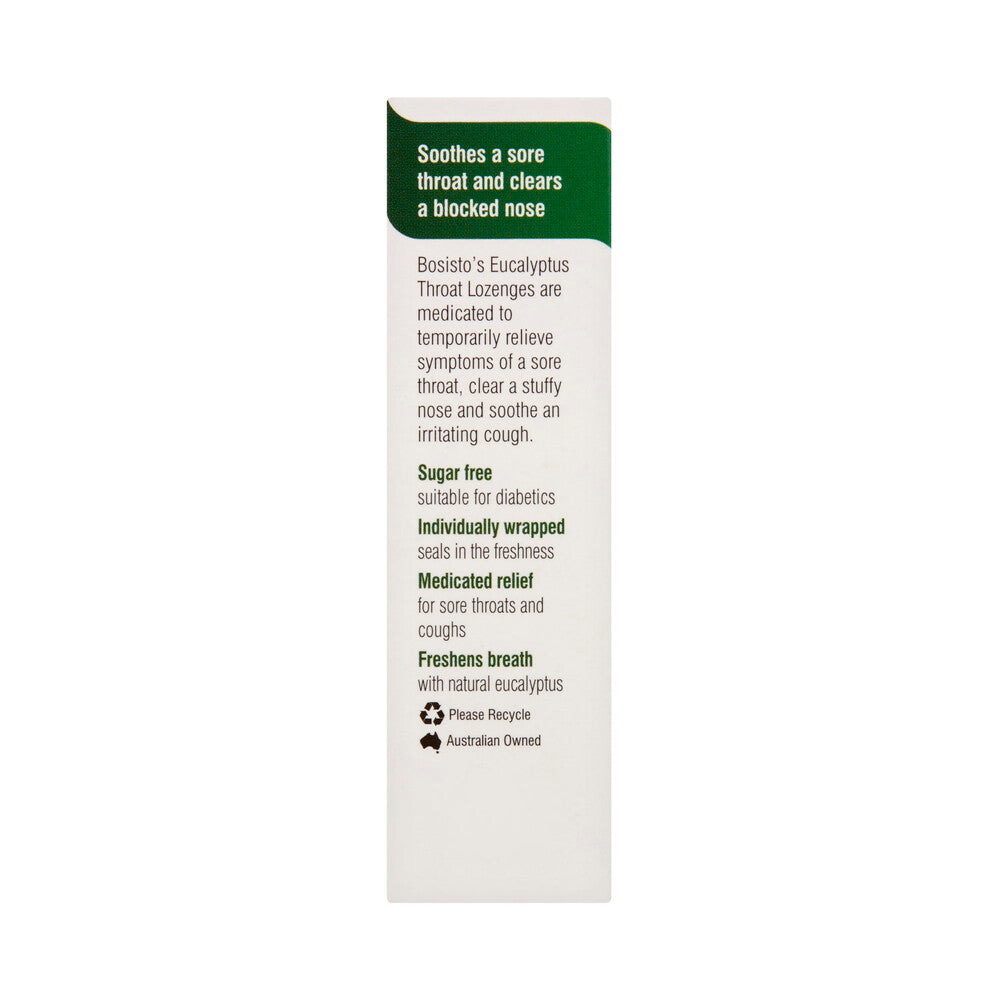 Bosisto's Eucalyptus Throat Lozenges Sugar Free - 17 pack