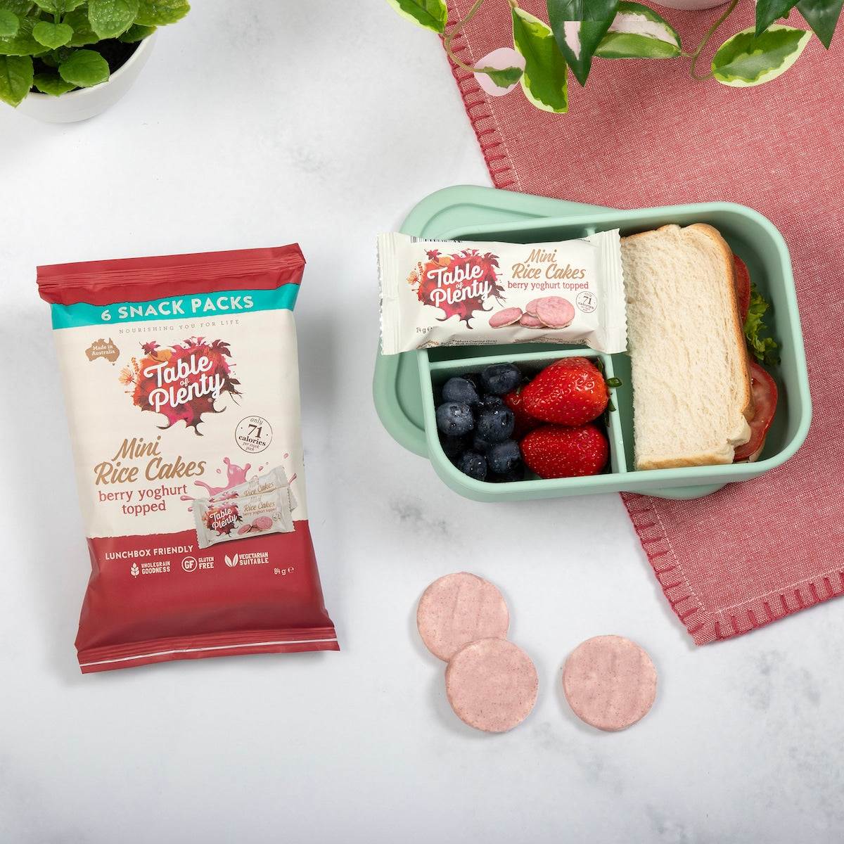 Table Of Plenty Mini Rice Cakes Berry Yoghurt Topped 6 Pack