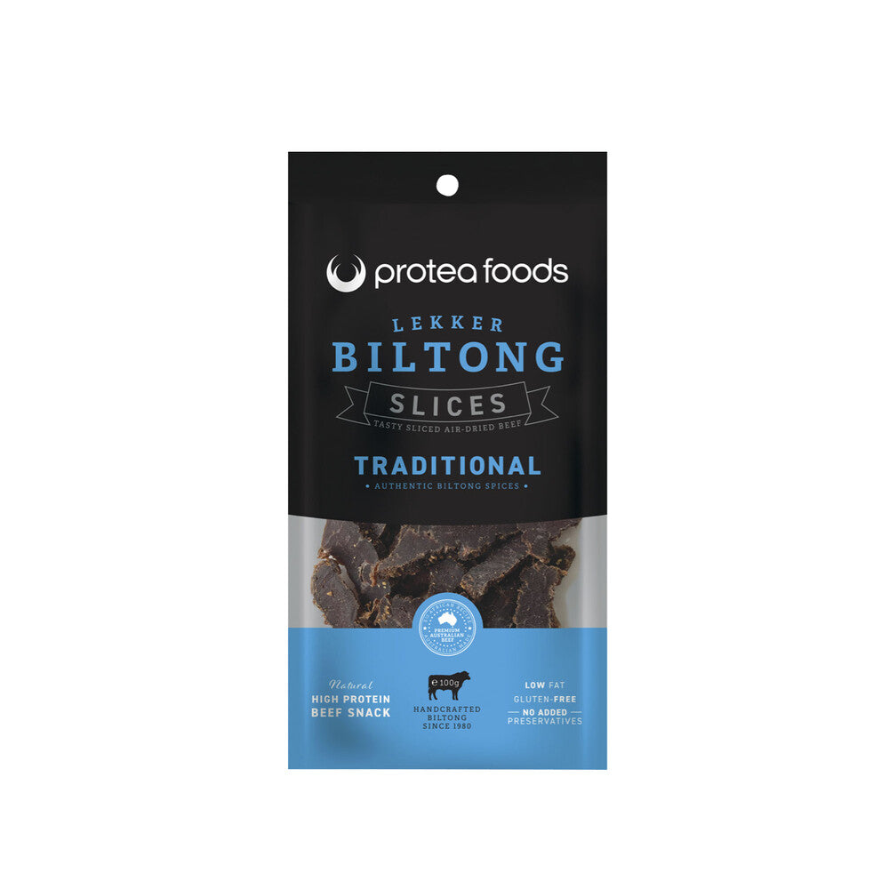 Protea Foods Lekker Traditional Biltong Slices - 100g