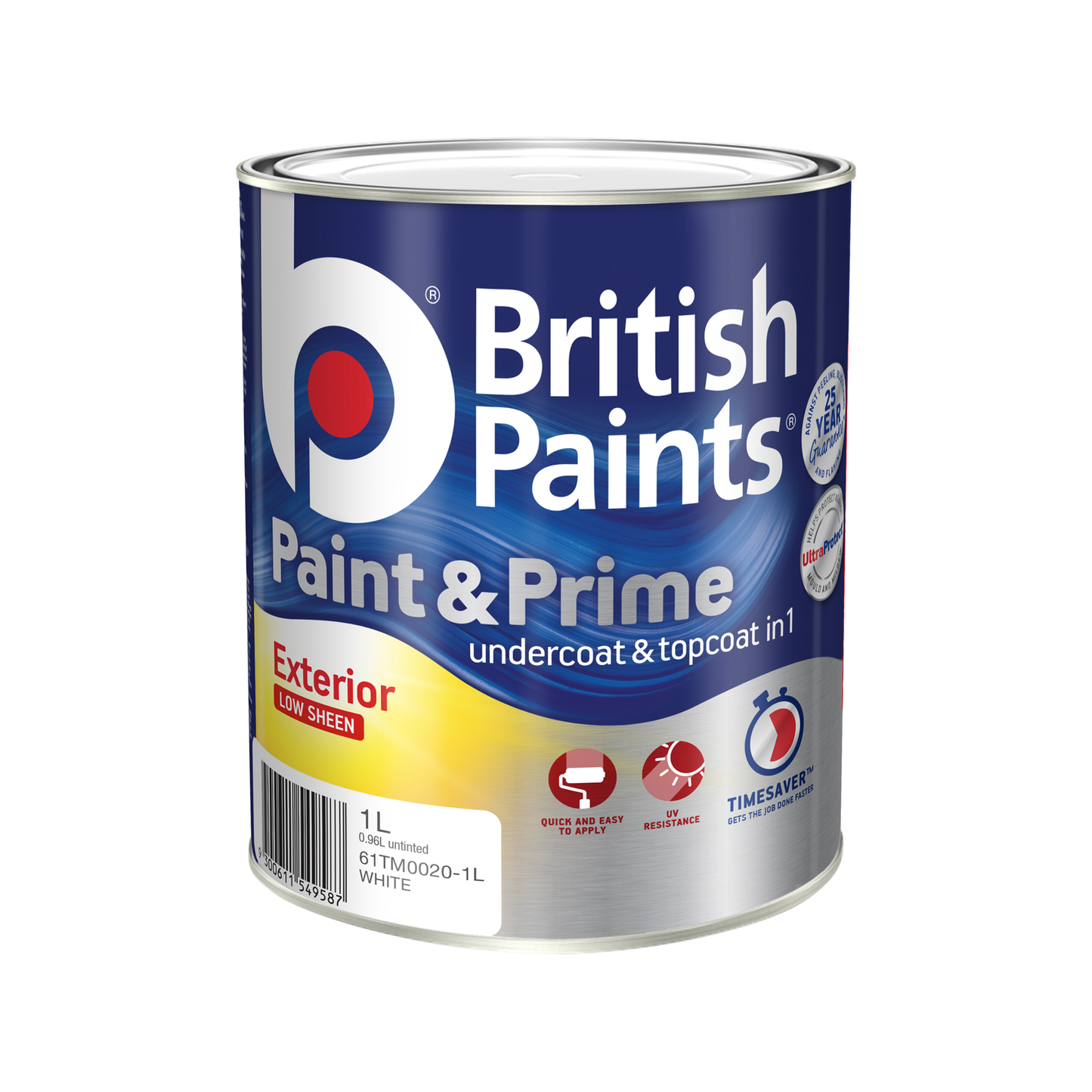 British Paints White Low Sheen Exterior Paint - 1L