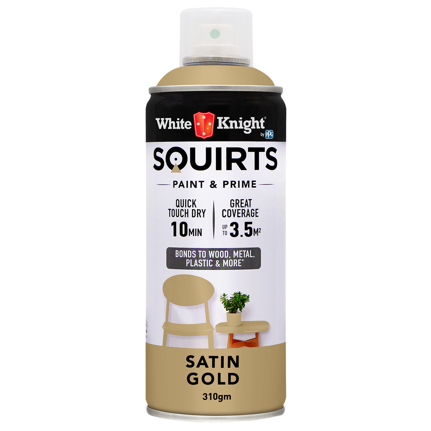 White Knight Squirts Gold Satin Spray Paint - 310g