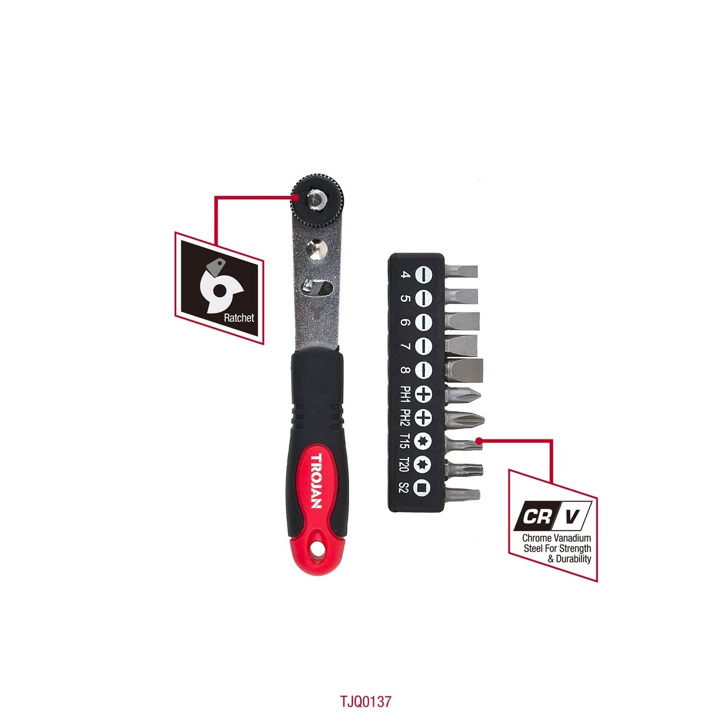 Trojan Ratchet Screwdriver Set - 11 Piece - 82 x 30 x 183mm