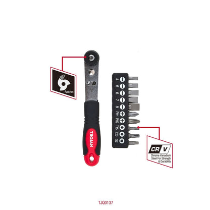 Trojan Ratchet Screwdriver Set - 11 Piece - 82 x 30 x 183mm