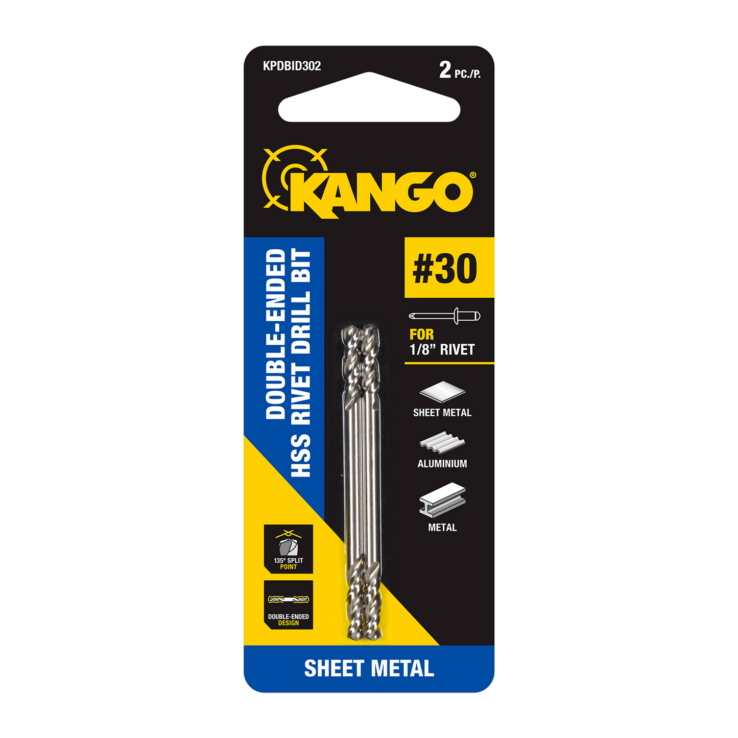 Kango HSS Double Ended Rivet Drill Bit - No.30 - 2 Pack