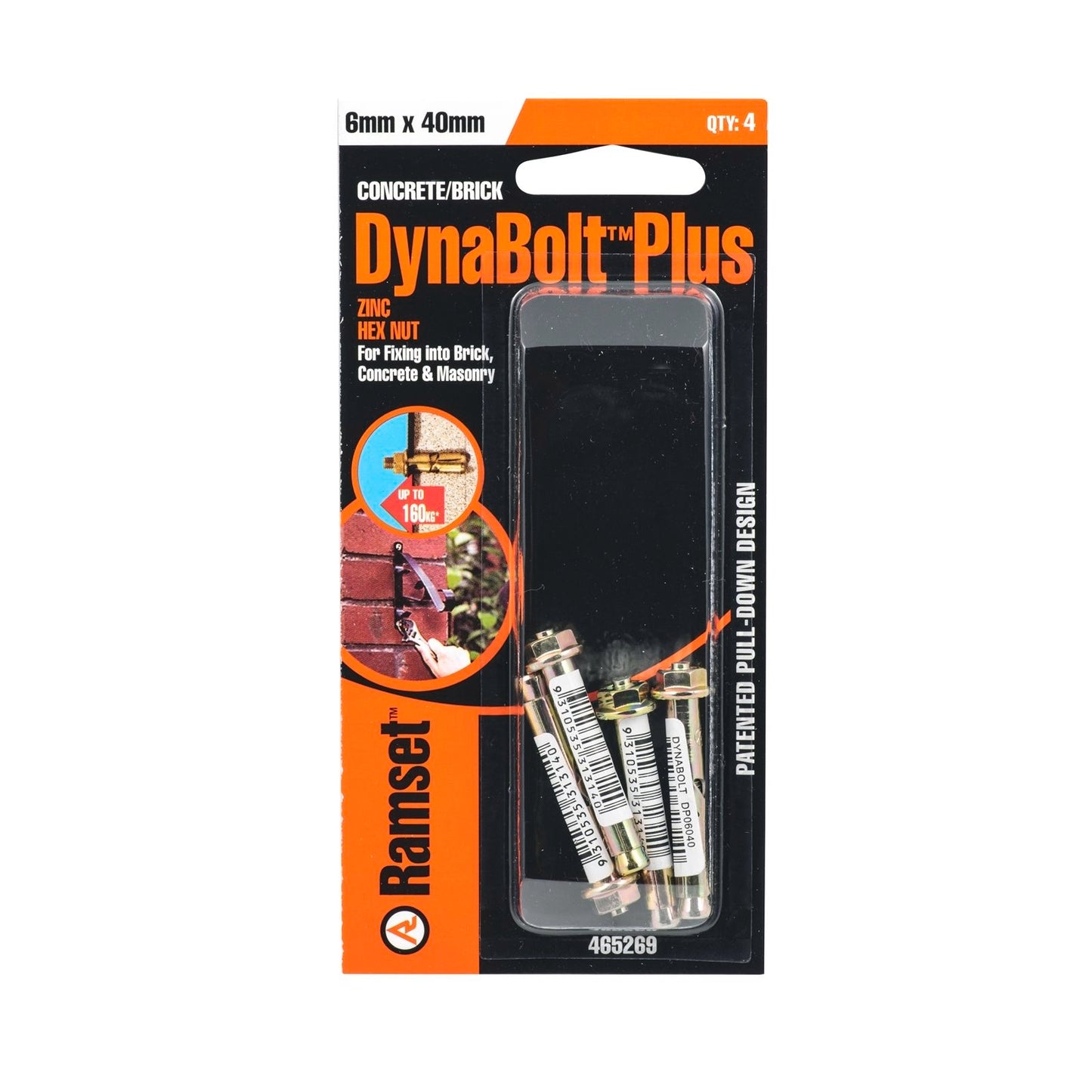 Ramset DynaBolt Plus - 6 x 40mm - 4 Pack