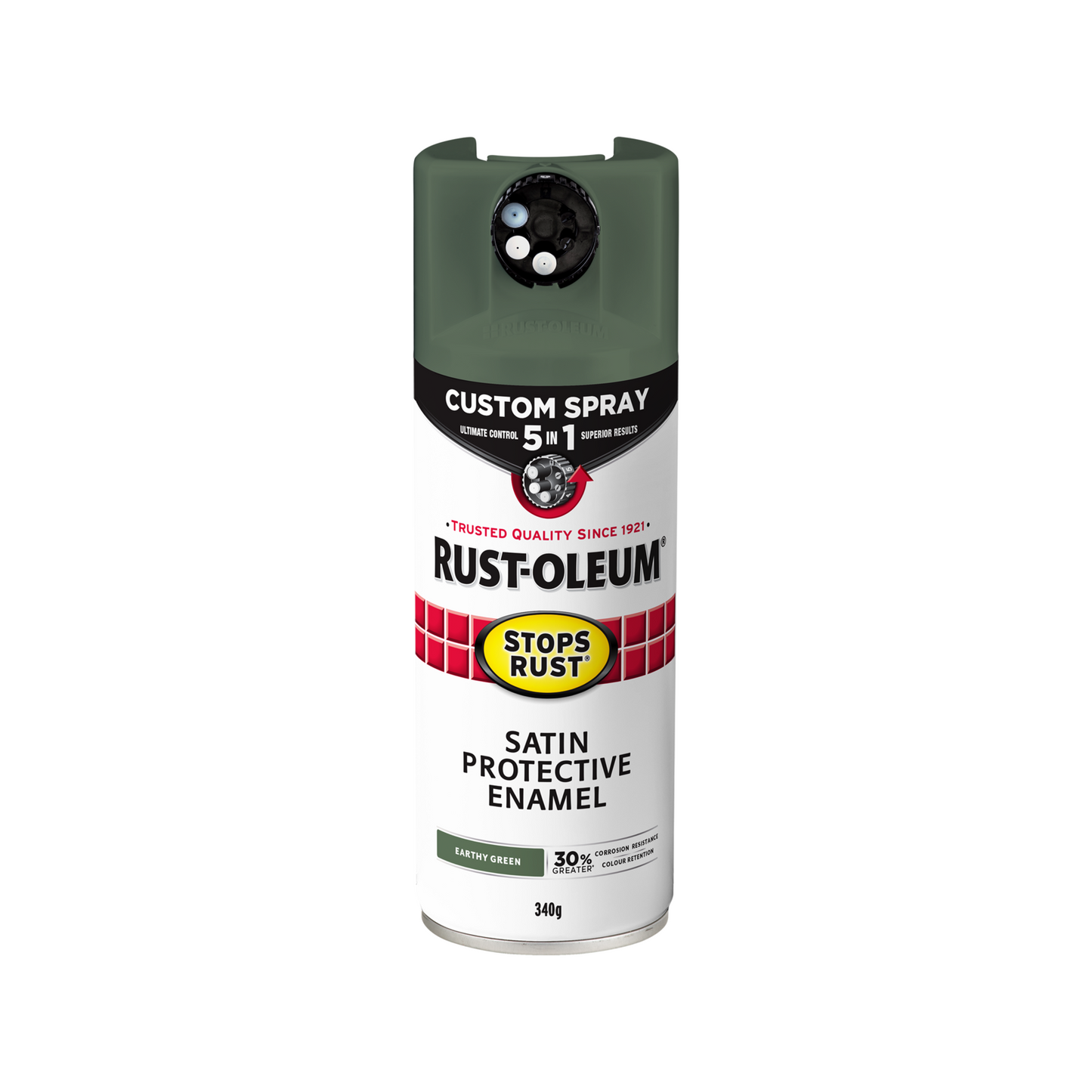 Rust Oleum Satin Spray Paint - 340g - Earthy Green - 5 in 1