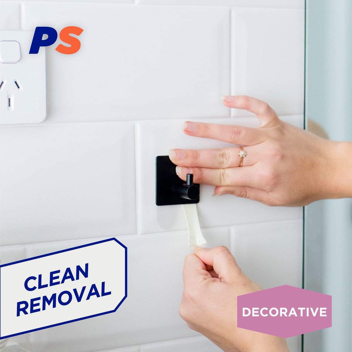 Permastik Deco Hooks - 2 Pack - Stainless Steel - Matte Black