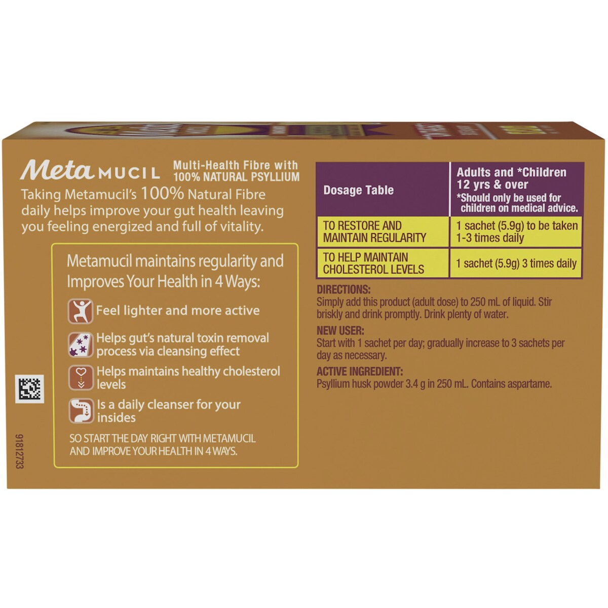 Metamucil Orange Smooth Fibre Powder Sachet 30 pack